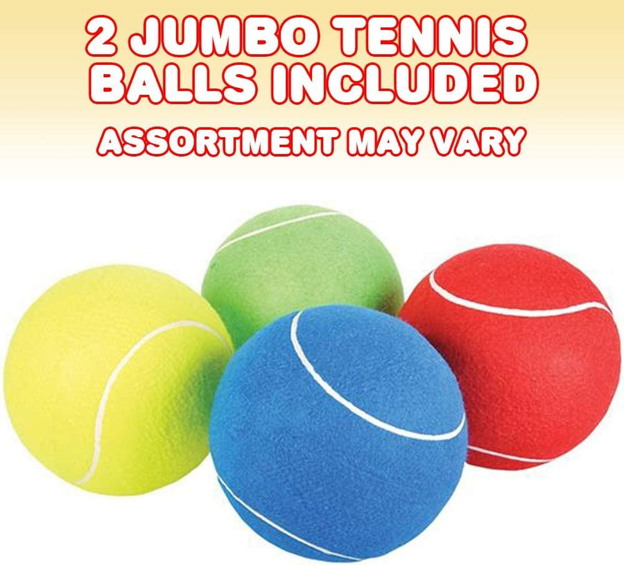 8”" Jumbo Tennis Balls Set of 2 in Assorted Color Blue, Red, Green & Yellow for Kids Age 3+, Perfect for Kids, Adults or Pets, Autographing & Display, Outdoor Play, Great Game Prize