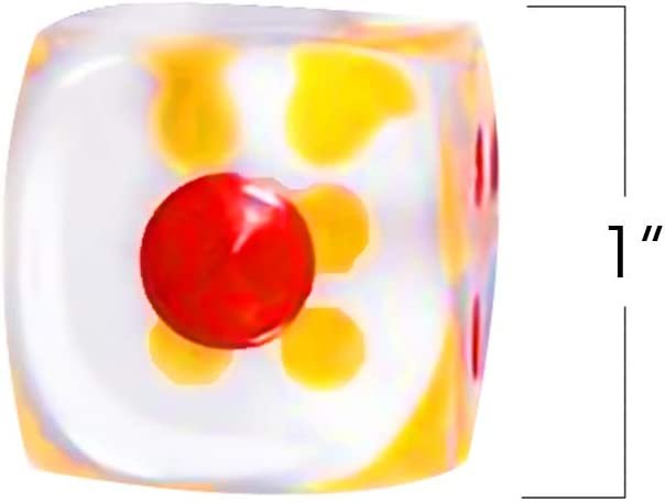 6-Sided Transparent Dice Set of 12, Oversized 1" Clear Dice with Colored Dots, Fun Six-Sided Gaming Dice for Farkle, Ten Thousand, Cho-Han and Other Dice Games