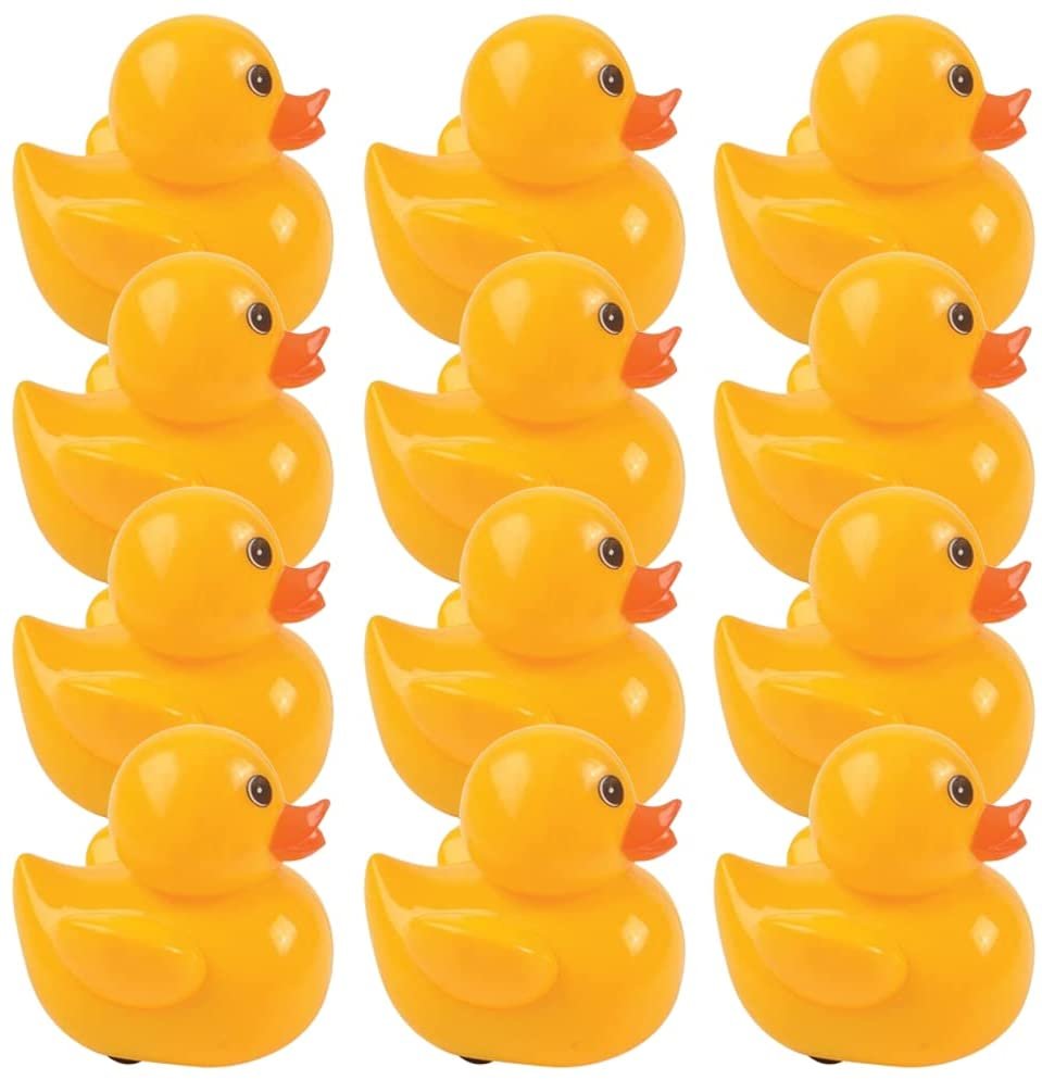 Pull Back Duck Toys for Kids, Set of 12, Yellow Duckie Toys with Wheels and a Pullback Mechanism, Great as Animal Birthday Party Favors, Goodie Bag Fillers, and Carnival Party Supplies