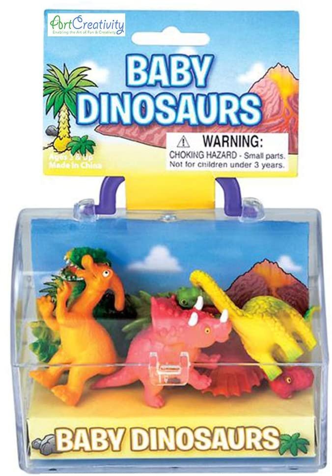 Baby Dinosaur Toys with Storage Chest, Set of Mini Dinos in