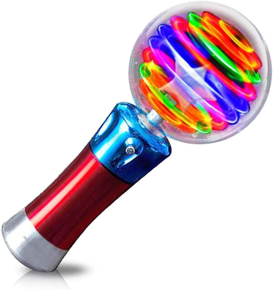 Light Up Magic Ball Toy Wands for Kids, 7.5"  Flashing LED Wands - Set of 2 Spinning Light Show