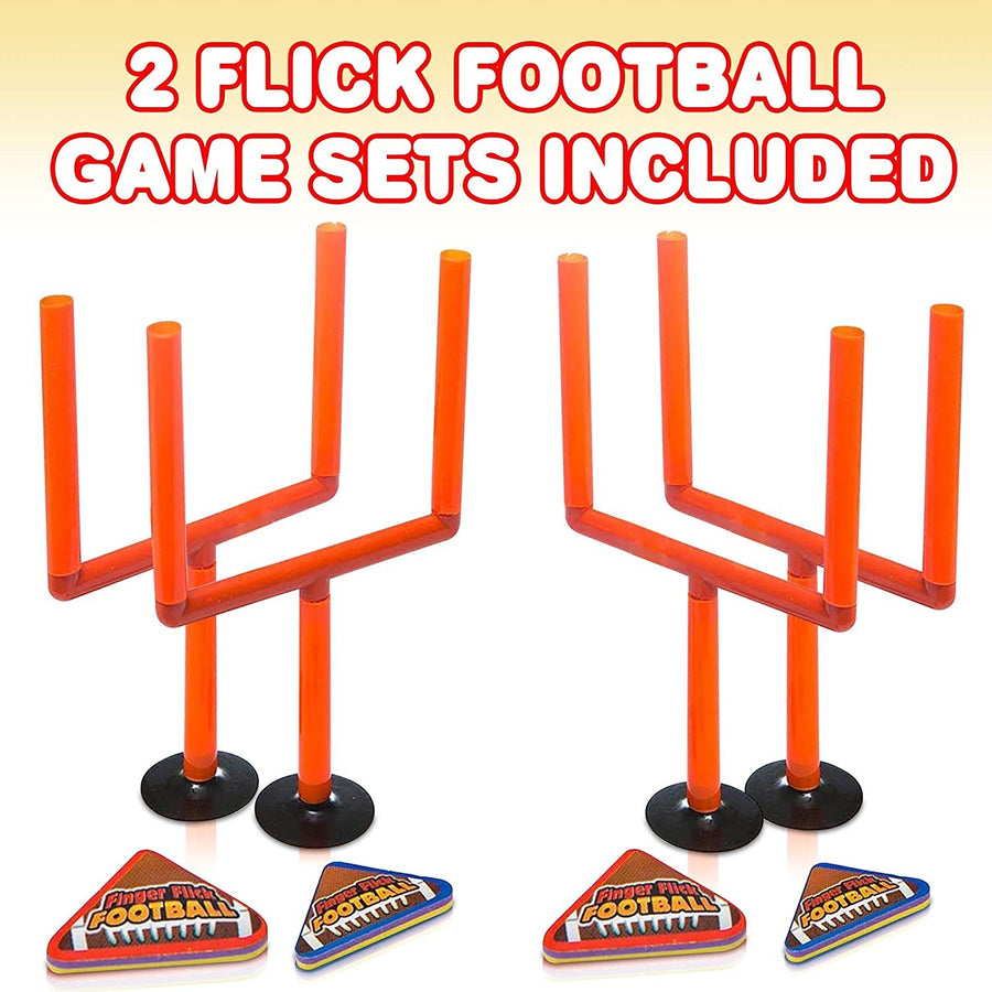 Flick Football Games, Set of 2, Mini Table Top Sports Games with Posts and Foam Footballs, Indoor Finger Games for Kids, Office Desk Toys, Sports Party Favors