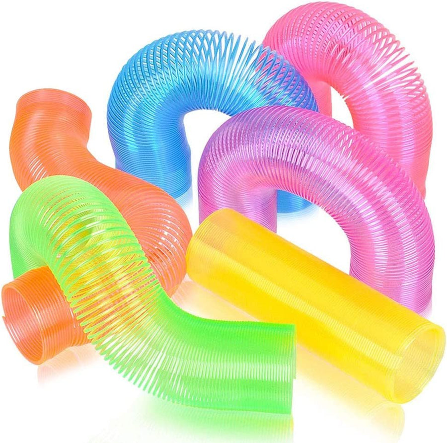 Extra-Long Neon Mini Coil Springs - 12 Pack - 4" Colorful Plastic Coil Spring Set - Fun Birthday Party Favors for Kids, Cute Prize, Goody Bag Fillers, Stocking Stuffers, Novelty Gift