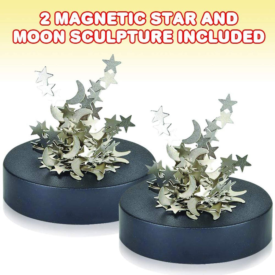 Magnetic Moons and Stars Sculpture, Set of 2, Fun Office Desk Accessories, Stress-Relief Magnet Fidget Toys for Adults, Stocking Stuffers and Educational Development Toys for Kids
