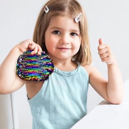 ArtCreativity Rainbow Flip Sequins Coin Purses, Set of 4, Small Zipper Coin Bags for Girls, Cute Birthday Party Favors for Kids, Classroom Teacher Rewards, Goodie Bag Fillers