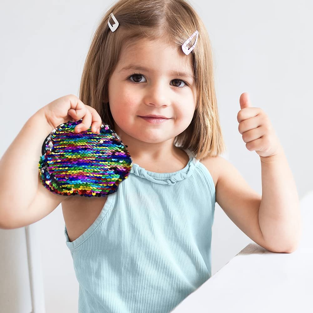 Rainbow Flip Sequins Coin Purses, Set of 4, Small Zipper Coin Bags for Girls, Cute Birthday Party Favors for Kids, Classroom Teacher Rewards, Goodie Bag Fillers