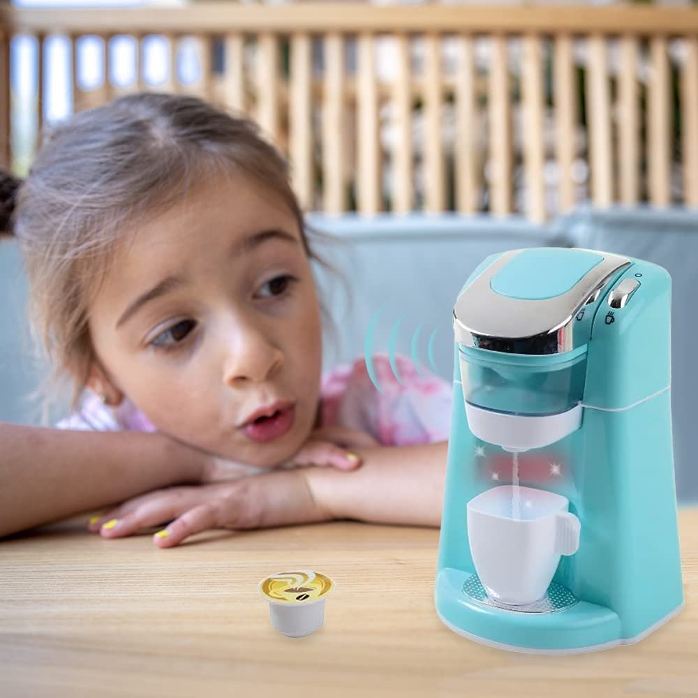ArtCreativity Coffee Machine for Kids, Coffee Playset with 2 Pretend Pods and 1 Cup, Play Kitchen Accessories with Brewing Sound and Water Dripping, Kitchen Pretend Play Toys for Girls and Boys