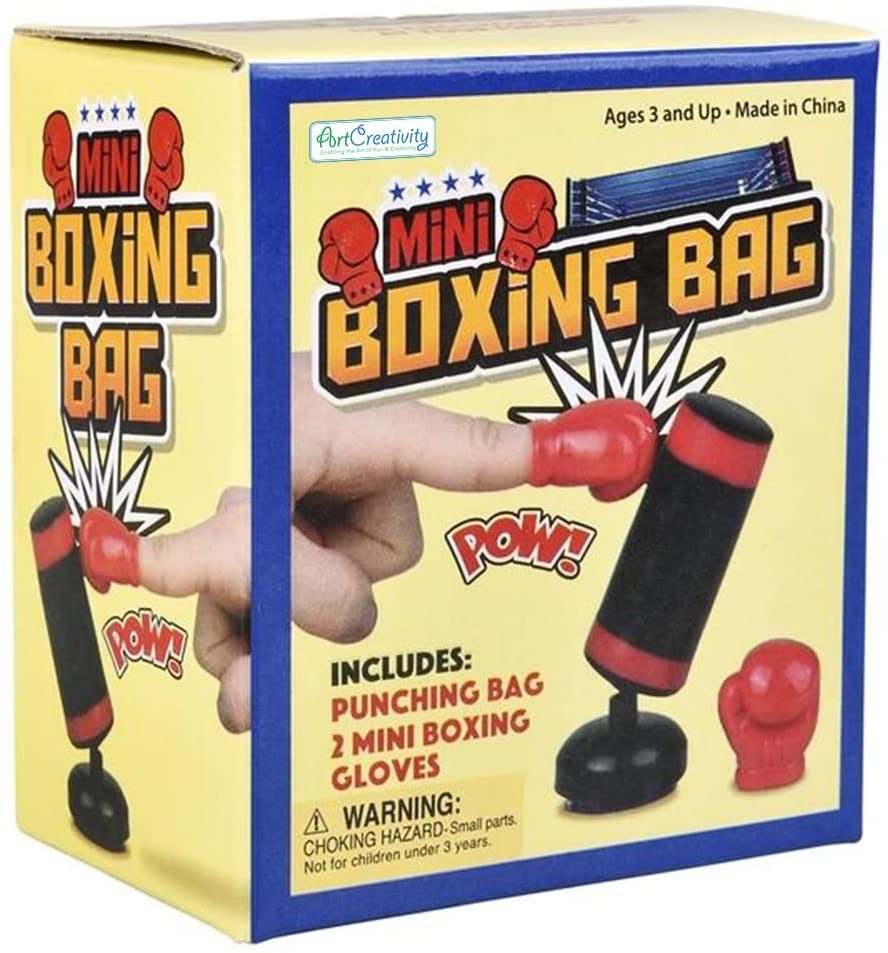 Mini Boxing Bag Set for Kids, 3-Piece Set with 1 Mini Punching Bag and 2 Gloves, Cool Desk Toys for Adults, Boxing Tabletop Game for Stress Relief and Hours of Fun