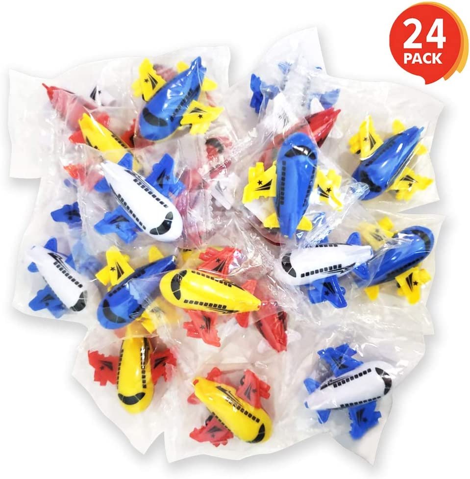 Pullback Airplane Toys for Boys and Girls, Set of 24, Colorful 2" Pull Back Plane Toys for Kids, Great Birthday Party Favors for Children, Goodie Bag Fillers, Gift Idea