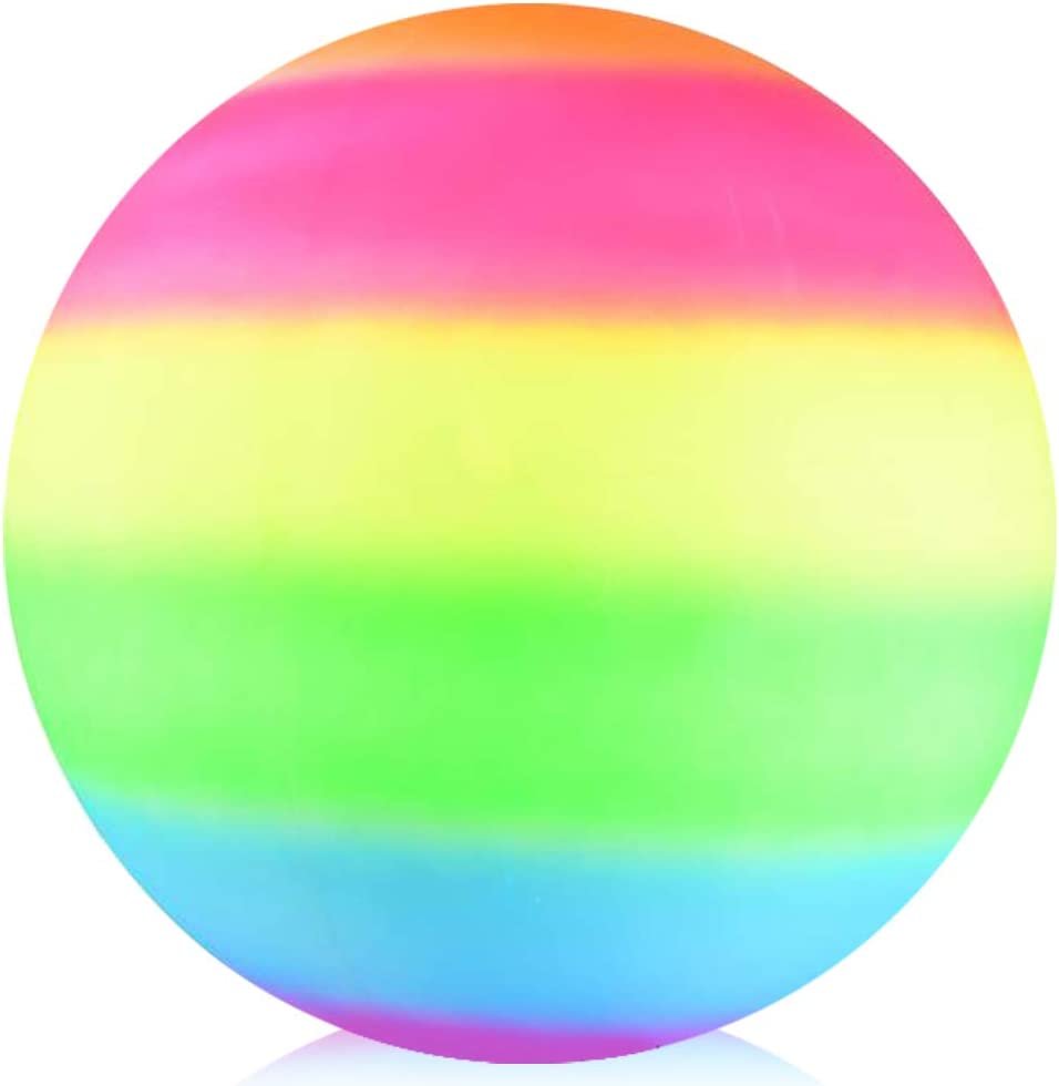 Rainbow Playground Ball for Kids, Bouncy 18" Rubber Kick Ball for Backyard, Park and Beach Outdoor Fun, Beautiful Rainbow Colors, Durable Outside Play Toys for Boys and Girls