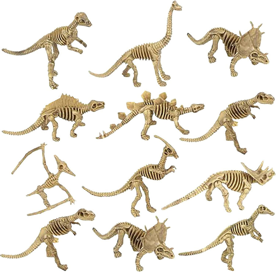 Dinosaur Skeleton Toys, 6 -7" Dino Figures for Kids - Pack of 12 - Exciting Variety - Cool Birthday Party Favors for Boys and Girls, Goody Bag Fillers, Room and Desk Decorations