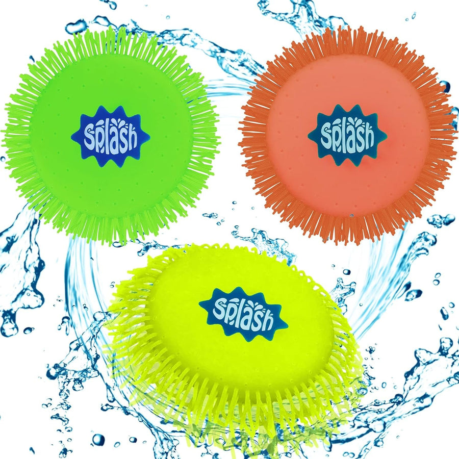 Splash Water Flying Disc Toys, Set of 3, Water Splashing Frisbee for Kids in 3 Bright Colors, Backyard Games and Outdoor Summer Toys, Water Toys for Kids and Adults