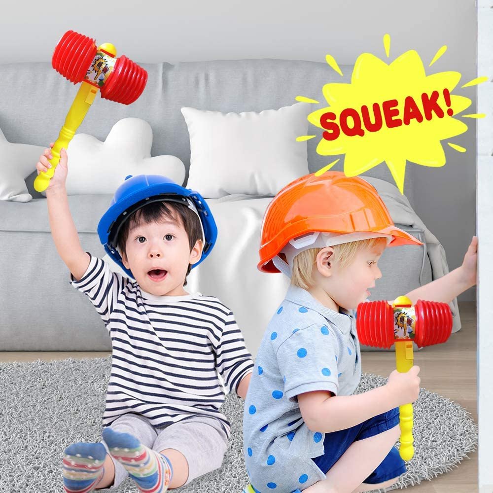 Giant Squeaky Hammer, Jumbo 14" Kids’ Squeaking Hammer Pounding Toy, Clown, Carnival, and Circus Birthday Party Favors, Great Gift for Boys and Girls Ages 3 Plus