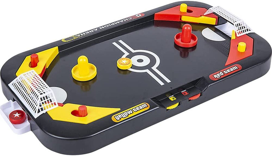 Gamie 2 in 1 Sports Tabletop Game for Kids, Soccer and Hockey Table Game for Indoor Fun, Includes Pucks, Balls, and Strikers, Fits on Table or Floor for Hours of Action-Packed Play