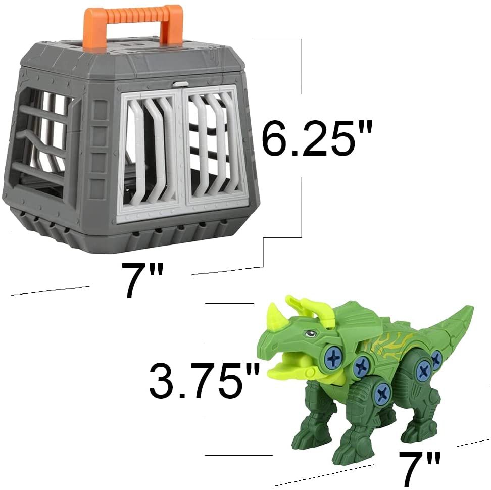 Take Apart Triceratops Dinosaur Toy Kit, Assemblesaurus Dinosaur Toy with Cage & Screwdriver, Dinosaur Take Apart Toys for Kids with Movable Parts, Dinosaur Gifts for Kids Ages 3 and Up