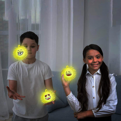 ArtCreativity Light Up Emoticon Spiky Puffer Balls, Pack of 12, Soft Squeeze Stress Relief Fidget Toys for Kids and Adults, Calming Squeezy Sensory Balls for Autistic Children, Birthday Party Favors