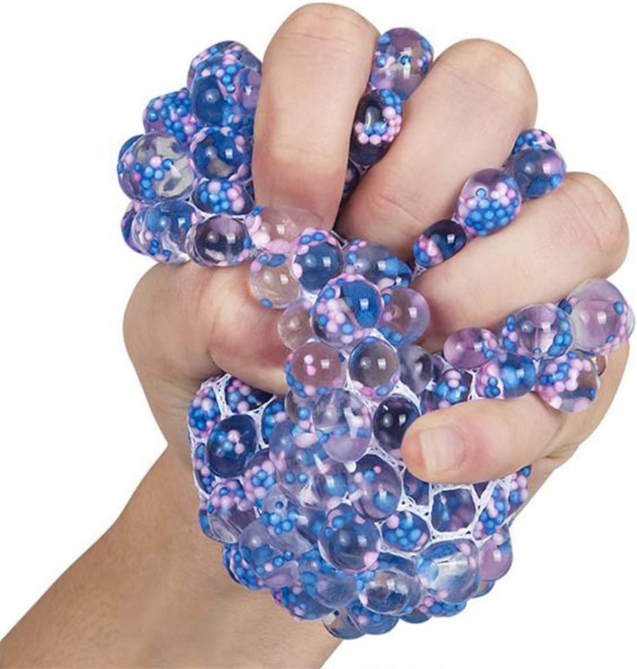 Mesh Squeeze Bead Balls for Kids, Set of 4, Squeeze Toys in Assorted Colors for Anxiety Relief and ADHD - Fun Birthday Party Favors, Goodie Bag Fillers, Treasure Box Prizes for Classroom