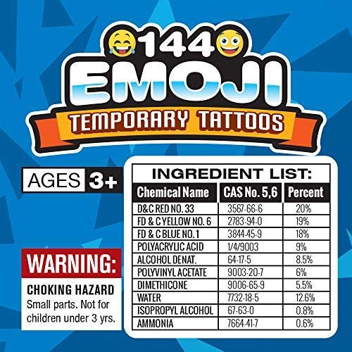 ArtCreativity Emoji Temporary Tattoos for Kids - Bulk Pack of 144 - 6 Assorted Designs - Non-Toxic 2 Inch Smile Face Tats, Birthday Party Favors, Goodie Bag Fillers, Non-Candy Halloween Treats