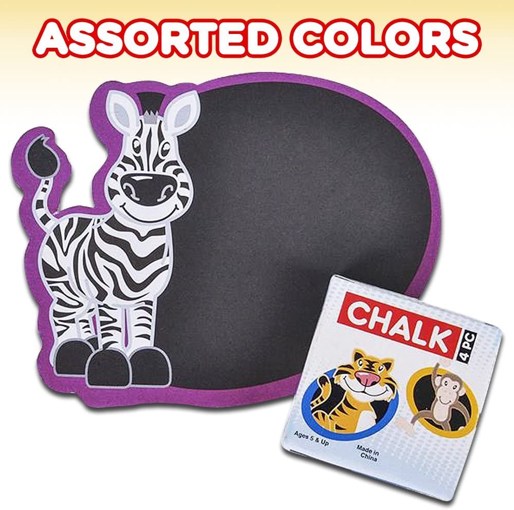 Safari Animal Chalkboard Sets - Pack of 12 - 1 Colorful Animal Chalk Board + 4 Colorful Chalks - Small Chalkboards - Assorted Colors - Great Party Favor - Amazing Gift Idea for Kids