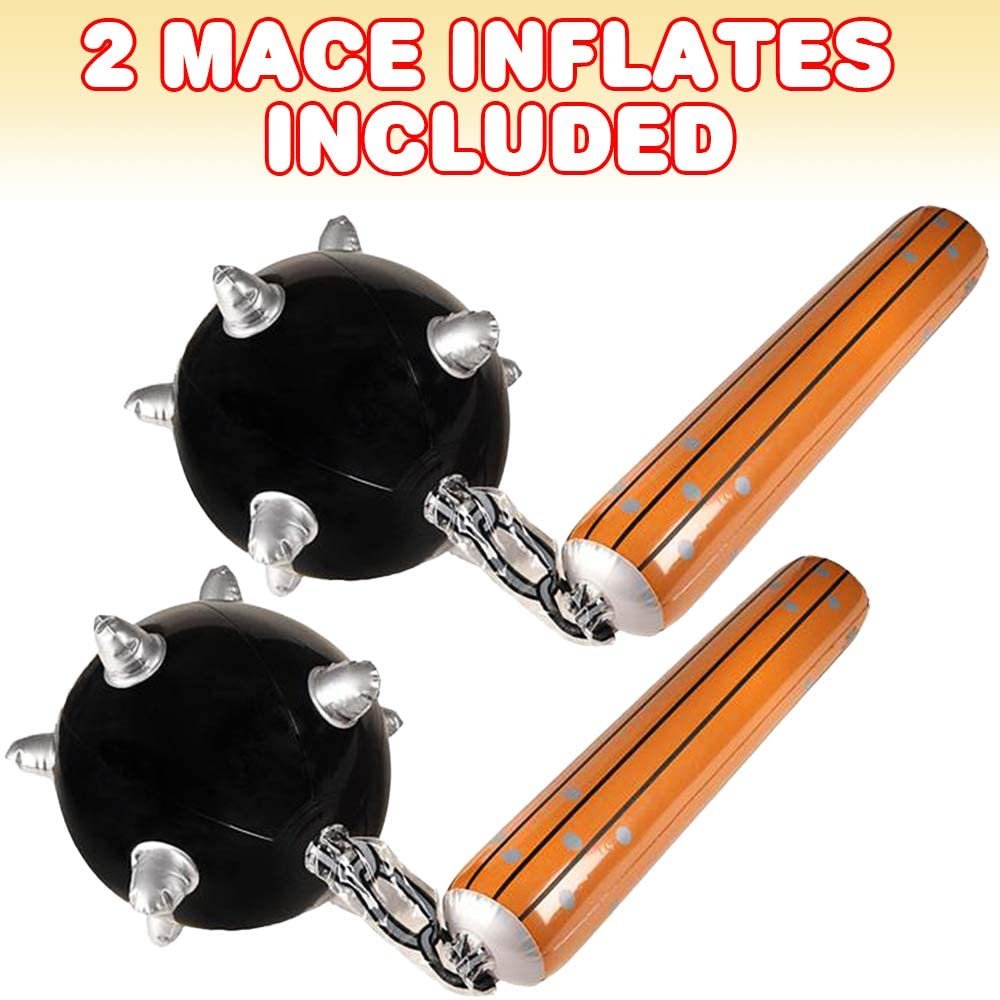 Mace Inflates, Set of 2, Inflatable Mace Toys for Kids, Renaissance Party Decorations, Spikey Ball and Chain Inflate, Swimming Pool Toys, Halloween Knight Costume Accessories, 31"es