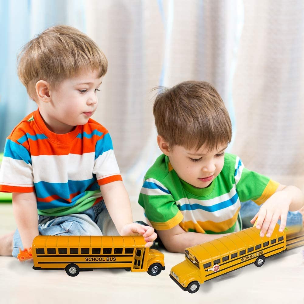 Diecast Yellow School Bus for Kids, 7" Classic School Bus Toy with Pullback Mechanism, Durable Diecast Metal, Party Favors, Best Birthday Gift for Boys and Girls
