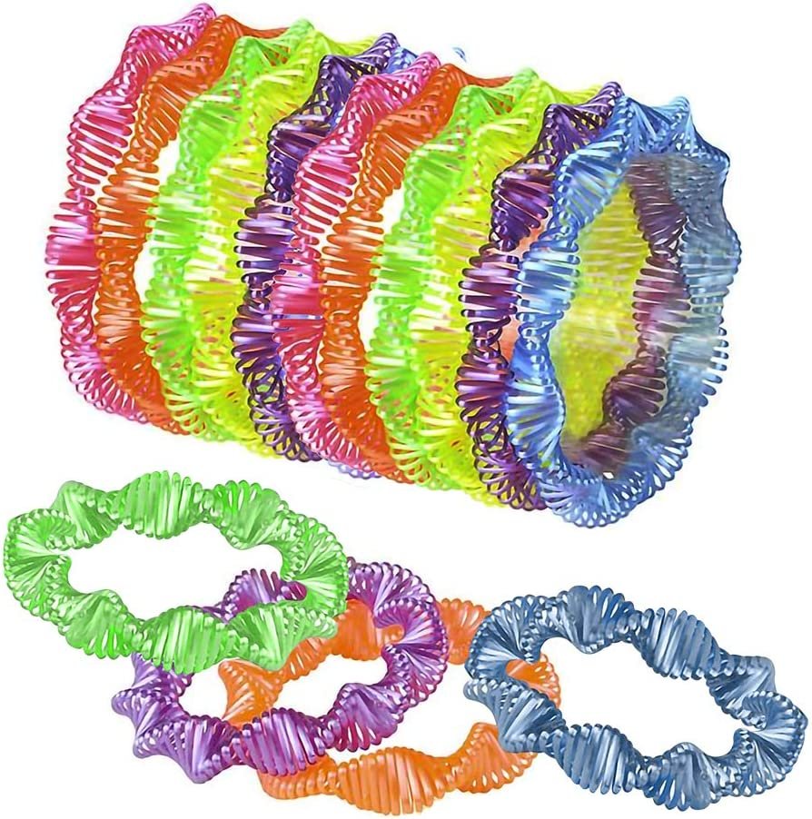 Neon Twist Coil Bracelets - Pack of 12 - Cool Spiral Plastic Bracelets in Assorted Neon Colors - Fun Party Favor, Carnival Prize, Goodie Bag Fillers, for kids and adults