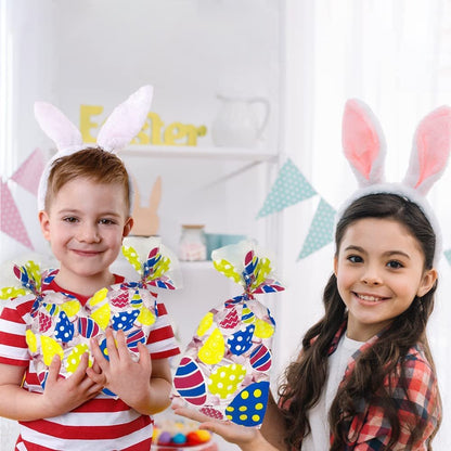 ArtCreativity Easter Cellophane Treat Bags, Set of 12, Easter Cello Bags with Twist Ties and Egg Themed Designs, Easter Goodie Bags for Holding Candy, Toys, Gifts, and More, 11.5 x 5.5 Inches