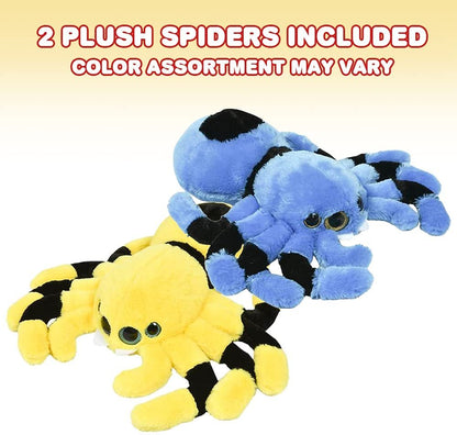 ArtCreativity Plush Toy Spiders, Set of 2, Soft Stuffed Spider Toys for Kids in Vibrant Colors, Halloween Decorations and Baby Nursery Décor, Plush Gifts for Girls and Boys