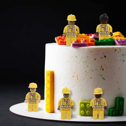 ArtCreativity Building Block Workers, Set of 10, Mini Plastic People with Interchangeable Accessories, Construction Birthday Party Favors and Supplies, Unique Cake Toppers and Goodie Bag Fillers