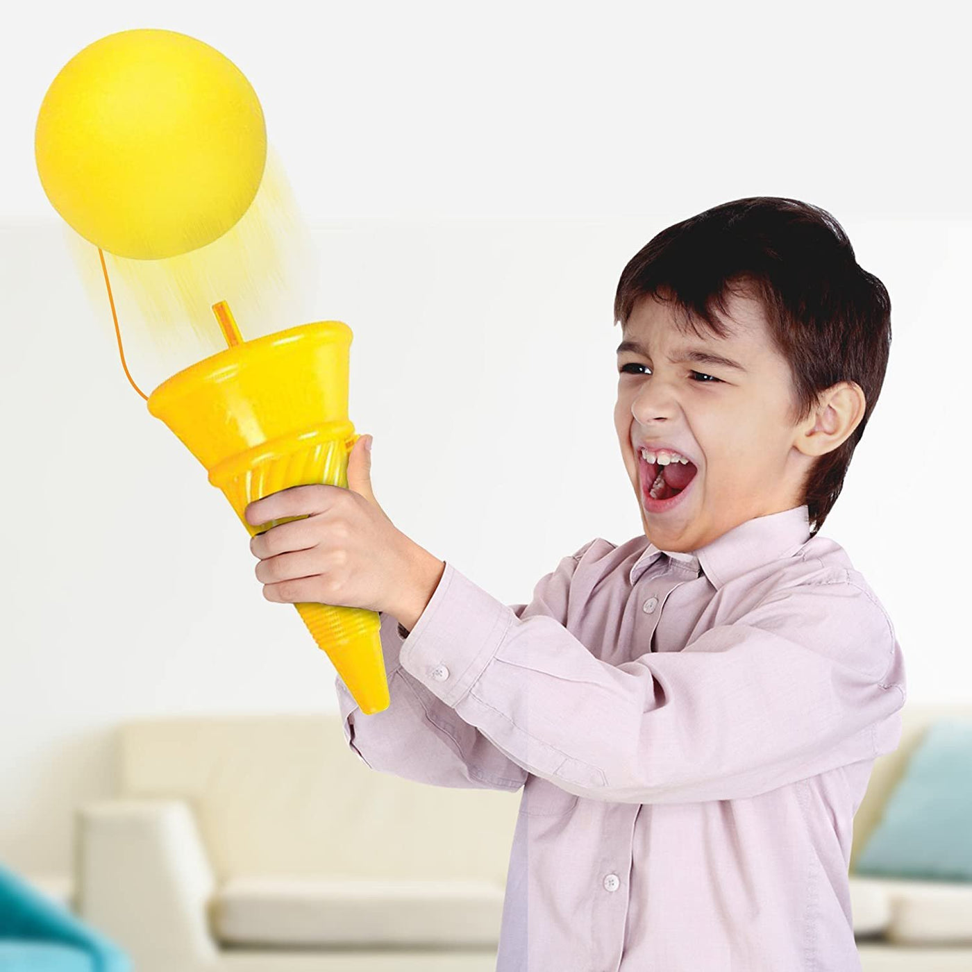 Jumbo 14" Ice Cream Shooter Classic Icecream Cone Foam Ball Launcher - Squeeze Popper - Great Party Favor for Kids, Gift Idea for Boys and Girls, Carnival Prize - Yellow