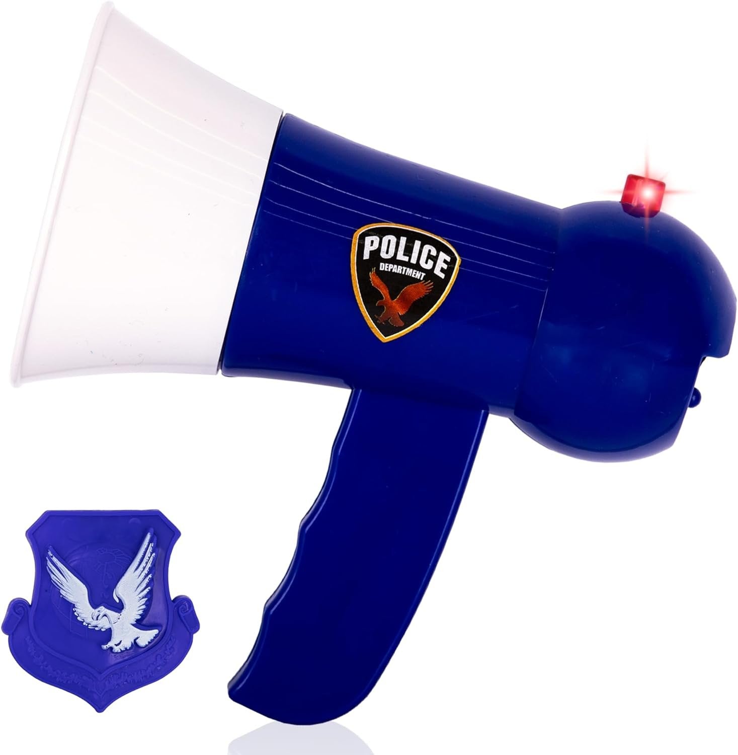 Police Megaphone Toy for Kids - Toy Megaphone with Police Badge - Siren Mode with Flashing Lights - Pretend Play Police Toys for Kids - Cop Costume Accessories for Hours of Fun