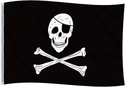 ArtCreativity Pirate Skull Flag, 1PC, Cool Pirate Party Decorations, Polyester Pirate Flag with Jolly Roger Symbol, Easy Hanging Loops, Pirate Décor for Themed Parties, Unique Gift Idea, 3ft x 5ft