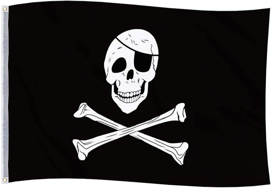 Pirate Skull Flag, 1PC, Cool Pirate Party Decorations, Polyester Pirate Flag with Jolly Roger Symbol, Easy Hanging Loops, Pirate Décor for Themed Parties, Unique Gift Idea, 3ft x 5ft