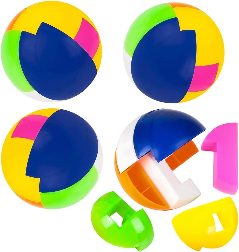 Gamie IQ Puzzle Balls, Set of 4, Brain Teasers for Children with Bright Colors, 3D Puzzles for Kids, Mini Fidget Toys for Promoting Focus, Relaxation, and Hand-Eye Coordination, Goodie Bag Fillers