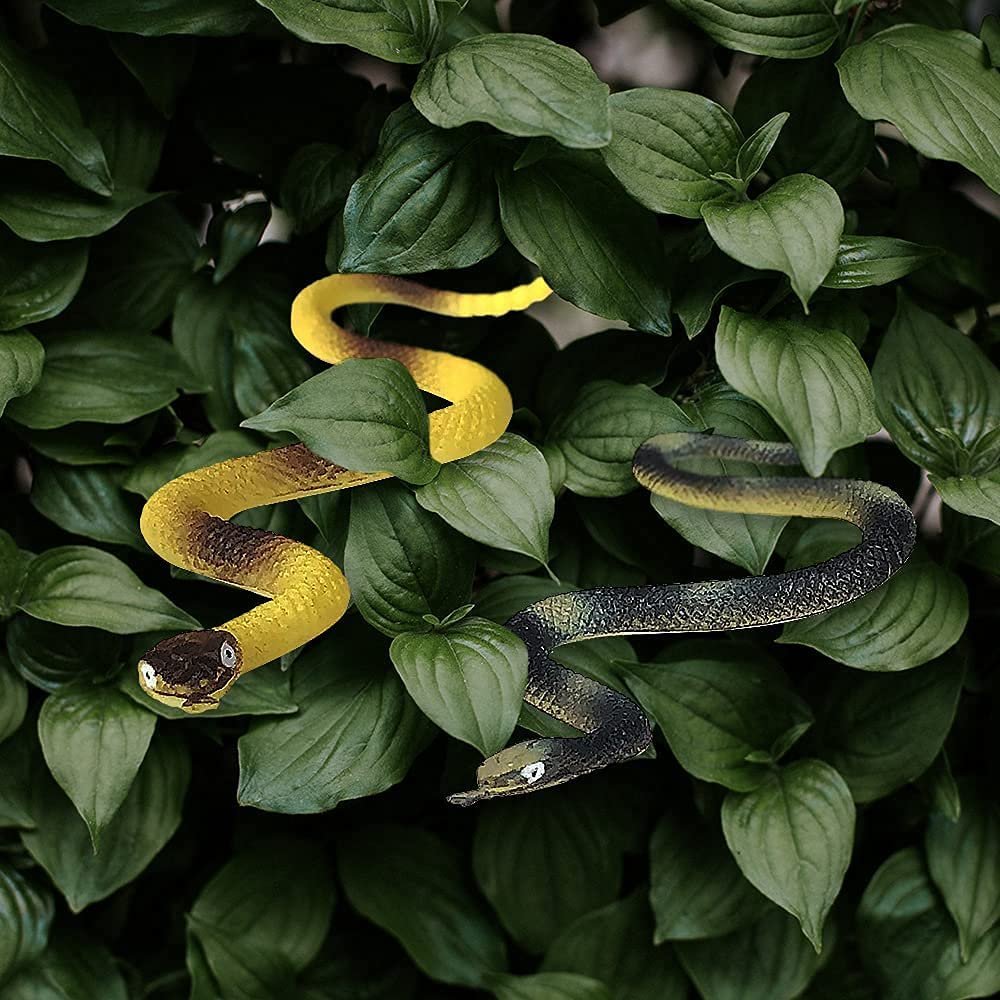 Realistic Rainforest Rubber Snake Toys, Pack of 12, 8"es Long, Real Look Scales, Reptile Birthday Party Favors, Fake Prank Prop, Gift Idea for Boys and Girls