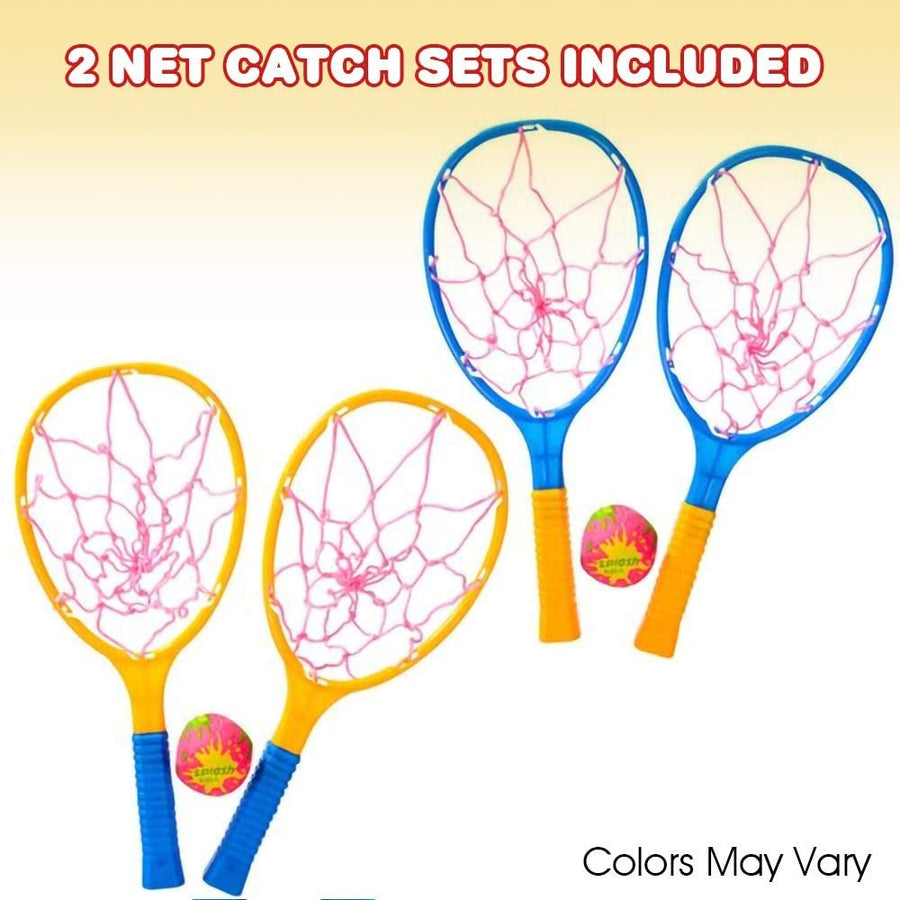 Net Catch Game, Set of 2, Each Set with 2 Nets and 1 Ball, Ball Catcher Pool Toys for Kids, Fun Summer Water Games for Children, Outdoor Game for Swimming Pool, Beach, Yard or Lake