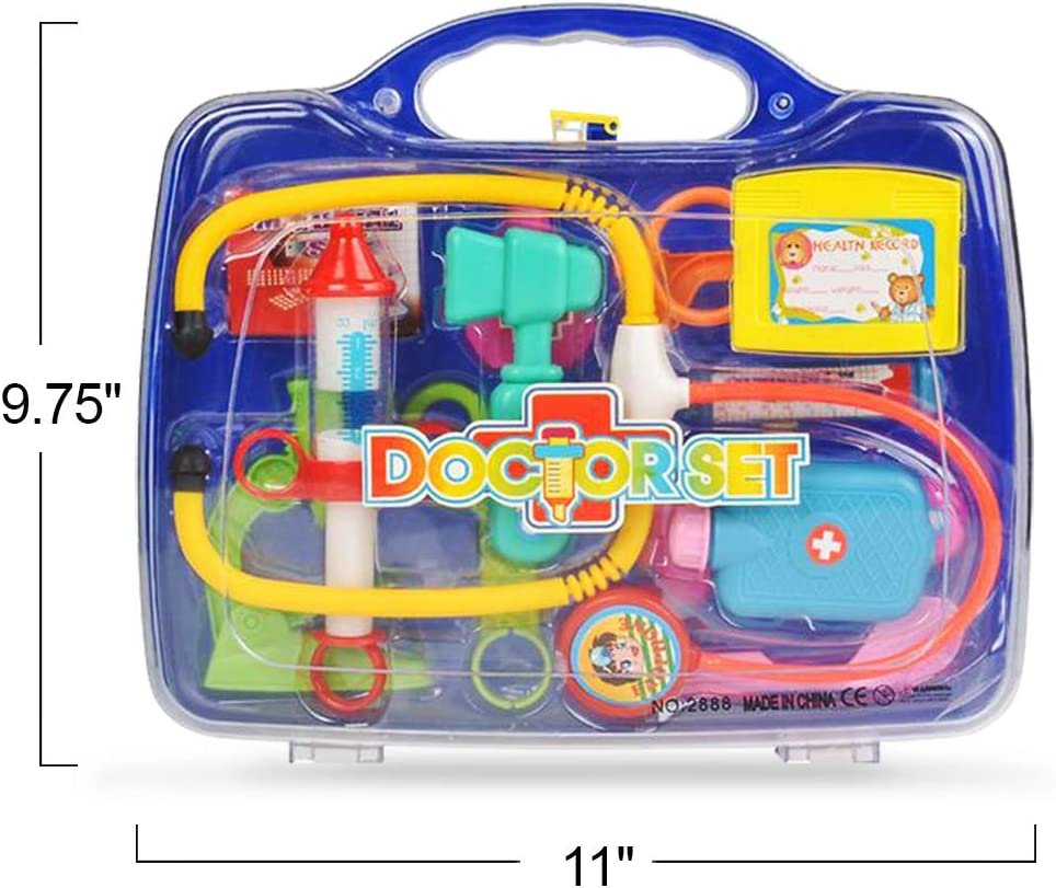 10-Piece Doctor Playset, Pretend Play Doctor Set for Kids, Medical Play Kit with Multiple Doctor Toys Packed in a Sturdy Storage Case, Kids’ Doctor Costume Accessories, Best Gift Idea