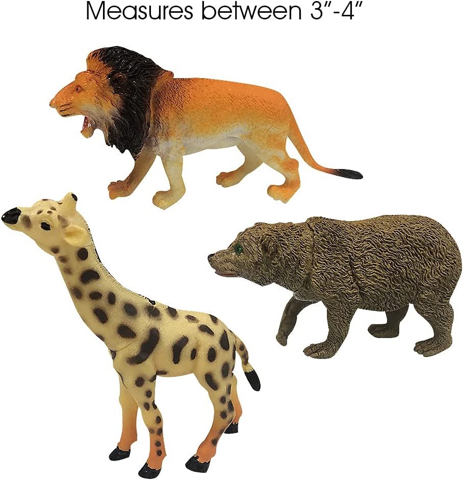 Zoo Animal Figurines Assortment for Kids, Pack of 12, Assorted Small Animal Figures, Sturdy Plastic Playset, Fun Zoo Theme Birthday Party Favors, Great Gift Idea for Boys and Girls