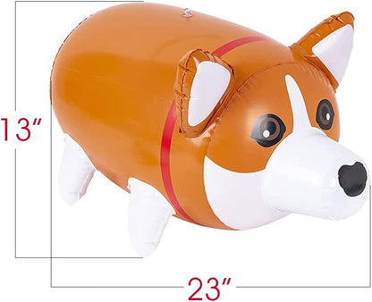 ArtCreativity Corgi Inflate, Animal Party Decorations and Supplies, Blow-Up Dog Inflate for Animal Birthday Party Favors, Pool Party Float, and Game Prize for Kids