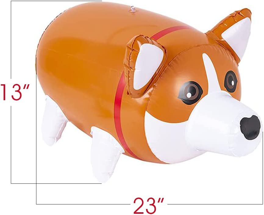 Corgi Inflate, Animal Party Decorations and Supplies, Blow-Up Dog Inflate for Animal Birthday Party Favors, Pool Party Float, and Game Prize for Kids