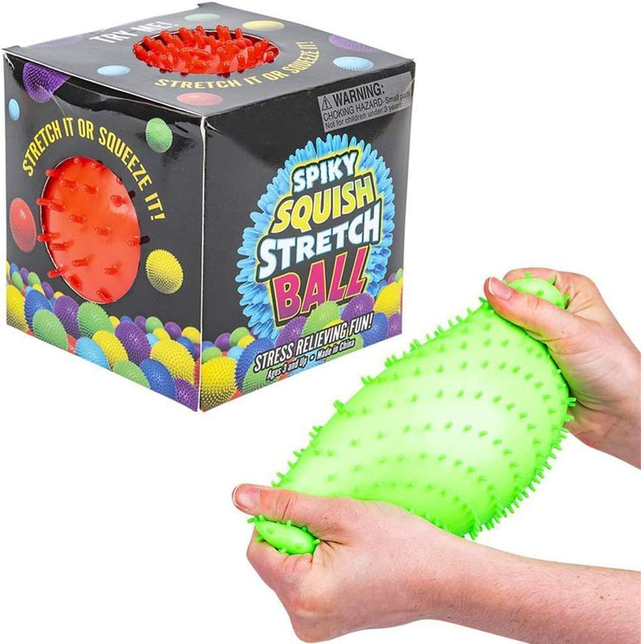Spiky Stretch Gummi Ball, Squeezy Stress Relief Toys for Kids, Sensory Fidget Toys for Autistic Children and Anxiety, Great Gift and Party Favor for Boys and Girls, 1 PC- Colors May Vary