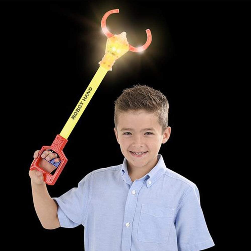 Light-Up Robot Arm Reacher Grabber Toy, Set of 2, 20" Robotic Hand Grab Claw w/ LED Flashing Lights, Cool Grabbing Stick, Batteries Included, Best Birthday Gift for Boys & Girls