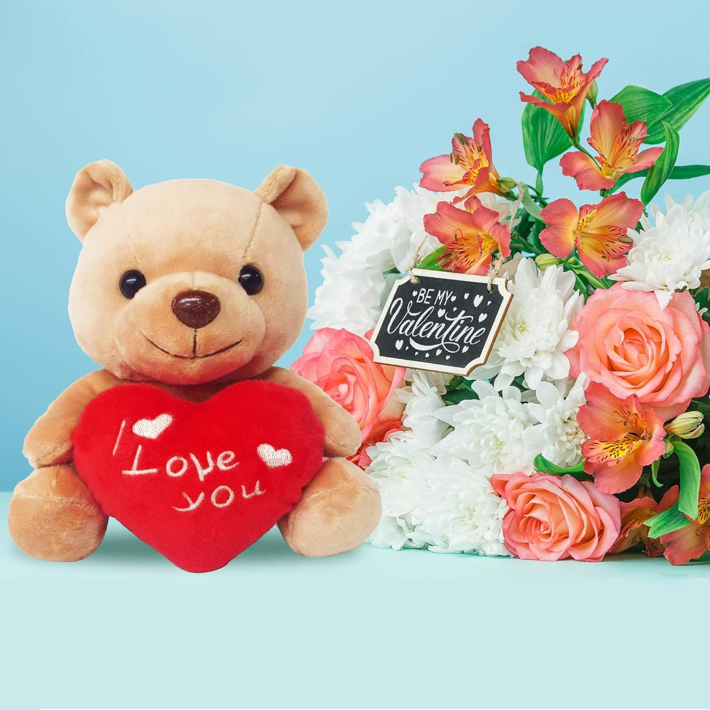 ArtCreativity Valentine’s Day Plush Teddy Bear, 1 Piece, Cute Teddy Bear Stuffed Animal in Window Gift Box, Soft Plush Teddy Bear for Girlfriend, Boyfriend, Family and Friends, 6.5 Inches