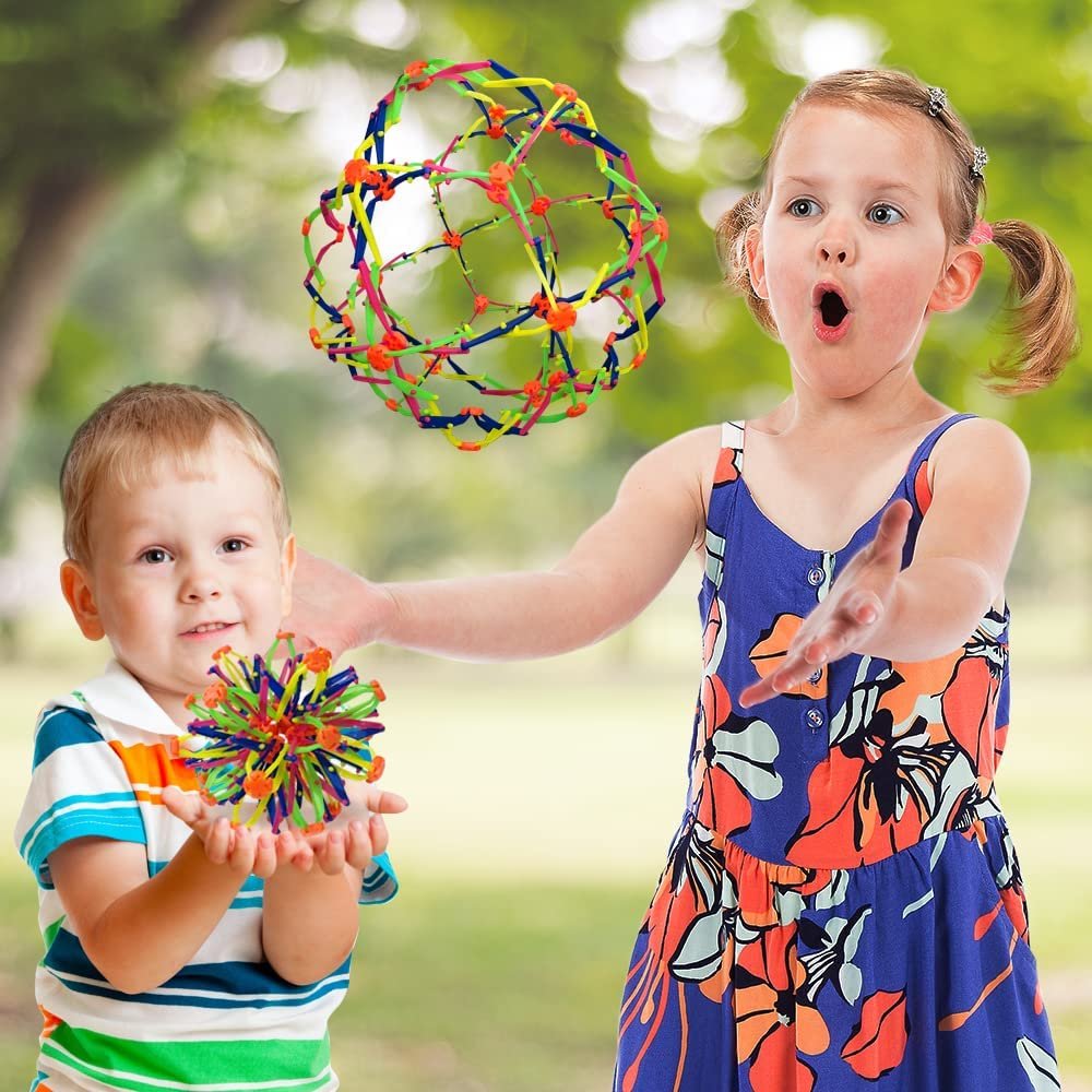 Collapsible Ball Toy, Set of 2, Expanding Mini Spheres for Kids, Stress Relief Fidget Toy for ADHD, Anxiety, Autistic Children, Great Party Favor and Gift for Boys and Girls