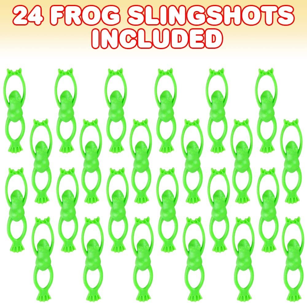 Stretchy Frog Slingshot Toys, Set of 24, Sling Shot Animal Toys for Kids, Outdoor Shooting Toys for Boys and Girls, Fun Zoo Birthday Party Favors, Animal Goodie Bag Fillers