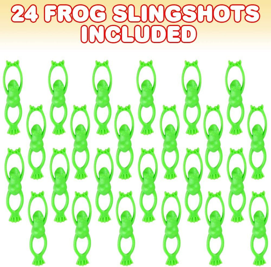 Stretchy Frog Slingshot Toys, Set of 24, Sling Shot Animal Toys for Kids, Outdoor Shooting Toys for Boys and Girls, Fun Zoo Birthday Party Favors, Animal Goodie Bag Fillers