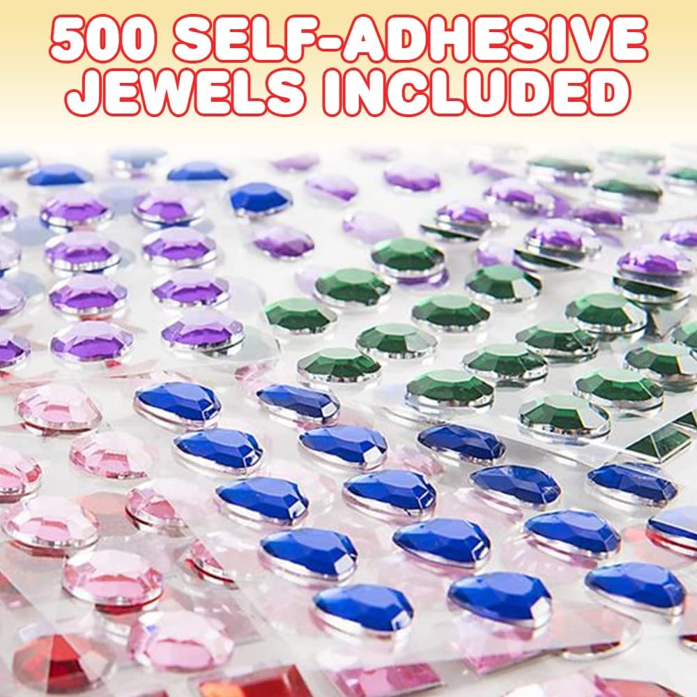 ArtCreativity Self Adhesive Jewels for Crafts, Set of 500, Jewel Stickers in Assorted Shapes and Colors, Mess-Free Jewels for Crafting, Unique Crafts for Girls, Greeting Cards, Scrapbooks, and More