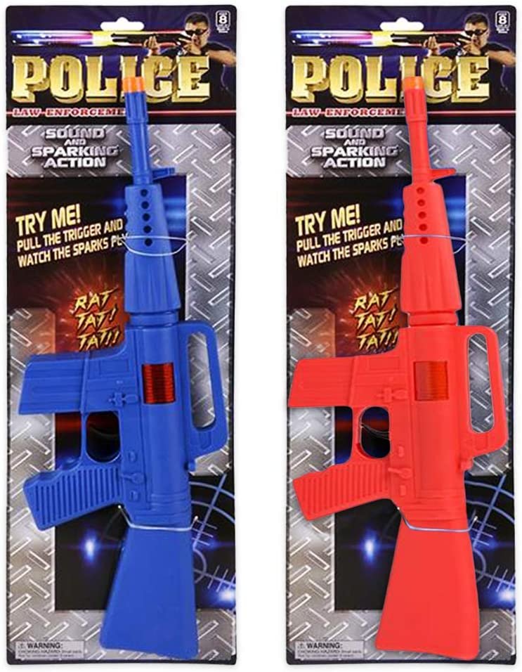 Rifle Toy Gun for Boys and Girls, Set of 2, Pretend Play Toy Rifles with Sound and Sparking Action, No Batteries Needed, Kids’ Action Toys, Best Holiday and Birthday Gift, Red and Blue
