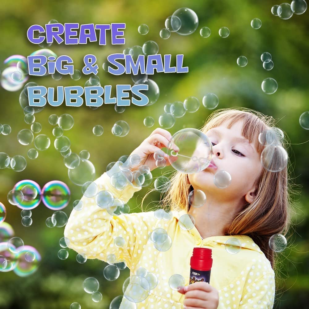 Halloween Mini Bubble Bottles, Set of 24, Kids’ Bubble Toys with Wands and 2 Ounces of Fluid Each, Halloween Party Favors, Non-Candy Trick or Treat Supplies, 4 Designs