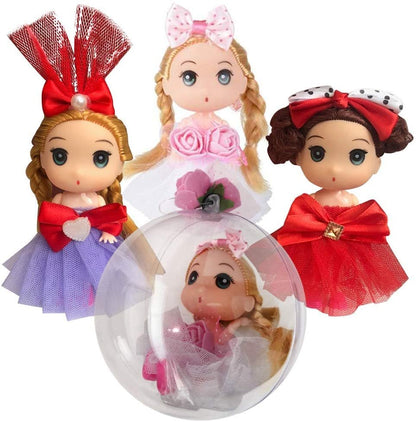 ArtCreativity Cute Dolls in Capsules, Set of 3, Adorable Doll Toys with Braidable Hair, Movable Limbs, and Unique Designs, Princess Party Favors for Kids, Best Birthday Gift for Girls